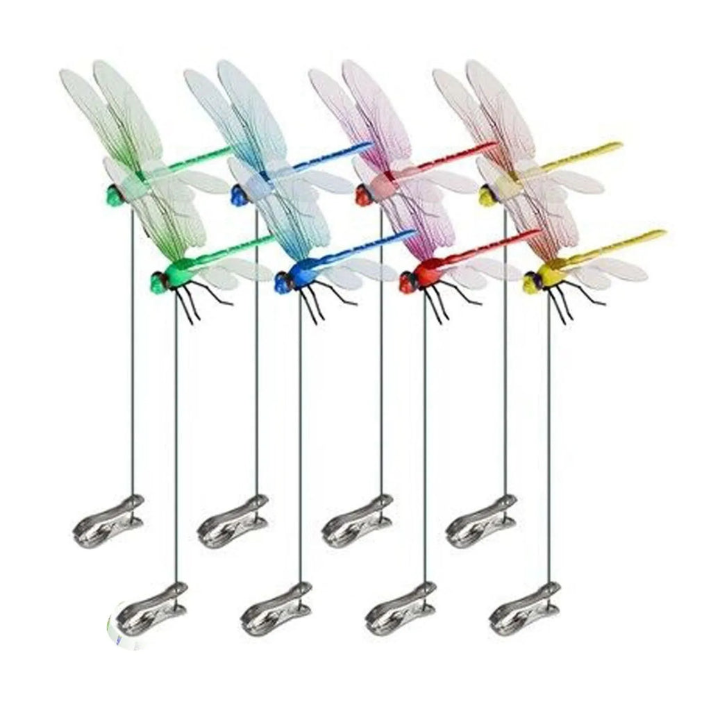 3D Colorful Dragonfly Garden Stake Clips – 8-Pack Decor