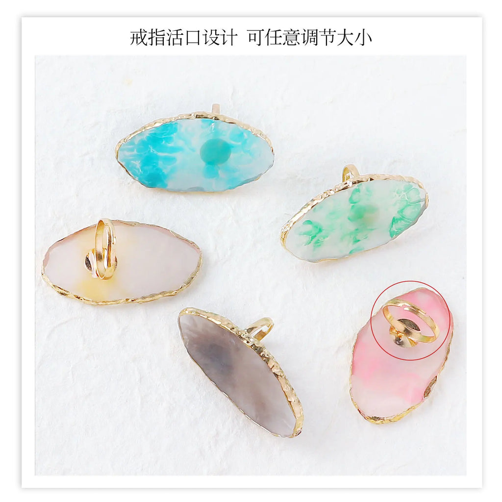 Nail Ring Palette Crystal Resin Marble Finger-Worn Gel Mixing Plate
