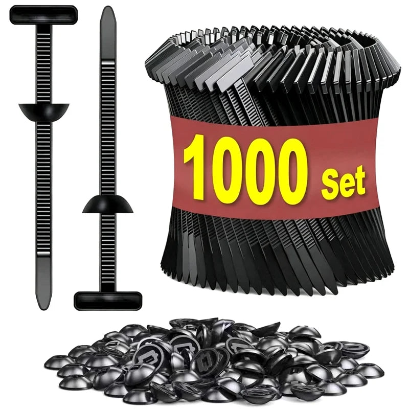 1000pc Heavy Duty Self-Locking Nylon Cable Tie Buckles