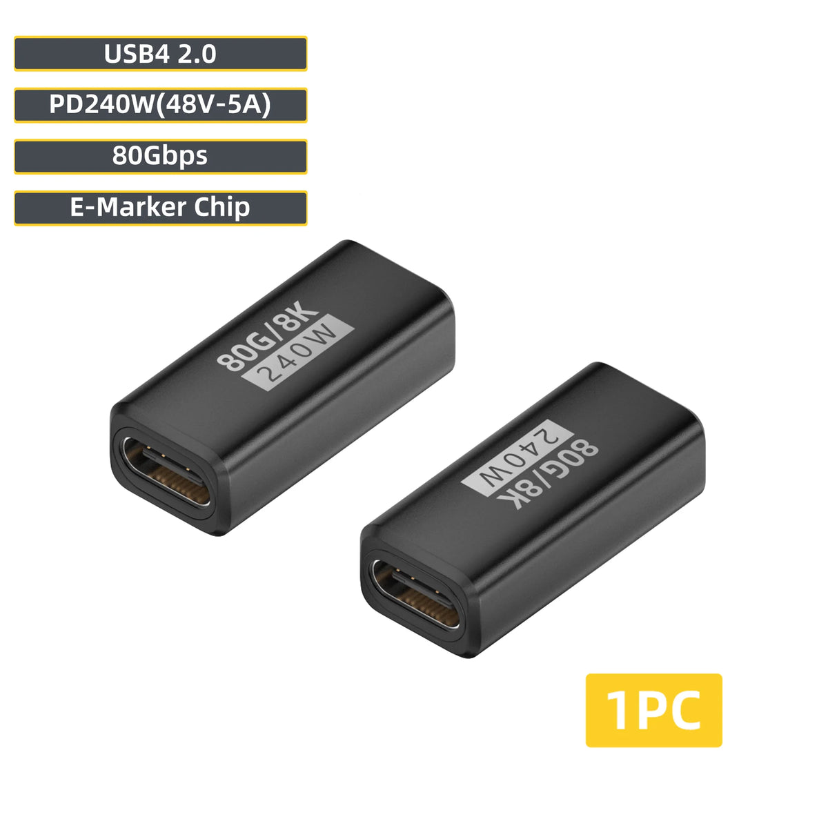 USB4 2.0 USB-C Adapter 240W 80Gbps 8K@60Hz for MacBook