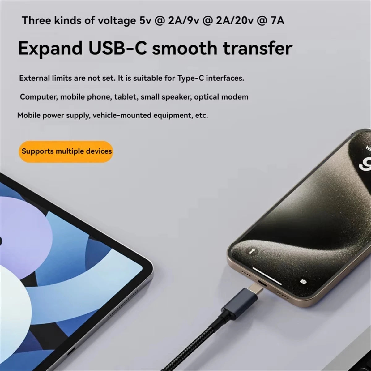 140W DC Square Plug to USB-C PD Fast Charging Cable