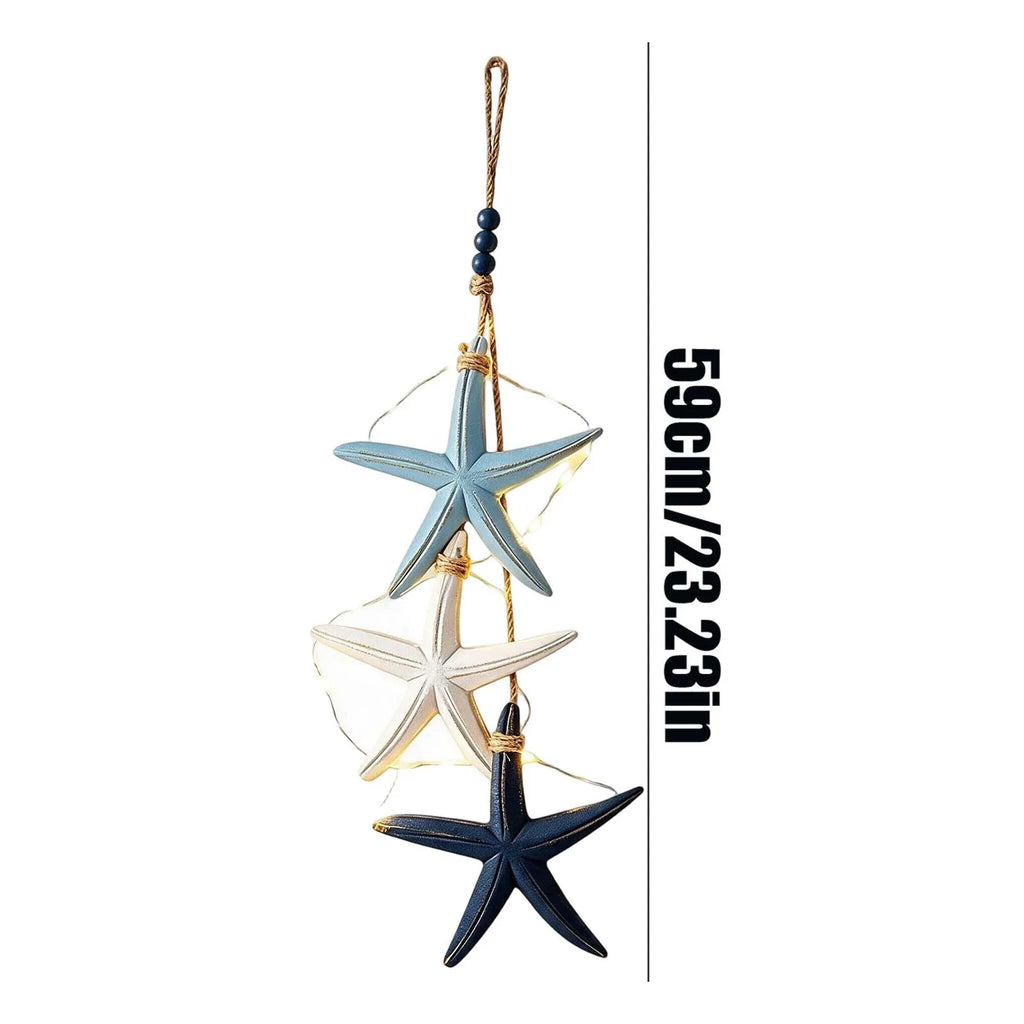 Mediterranean Wooden Wall Hanging with LED Lights & Fish Decor