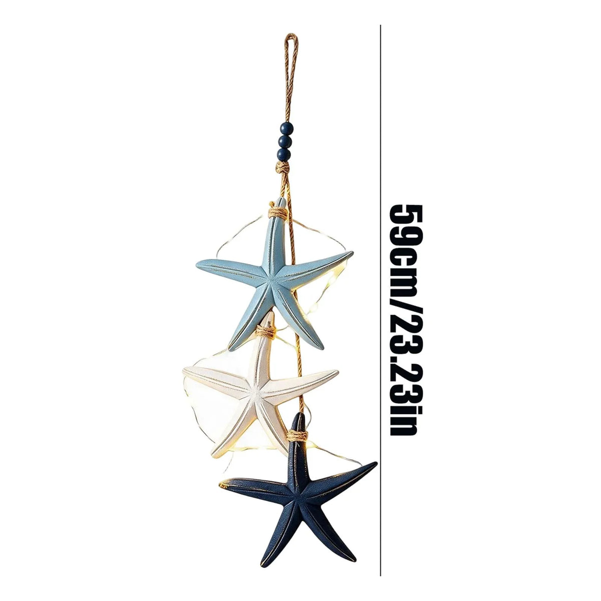 Mediterranean Wooden Wall Hanging with LED Lights & Fish Decor