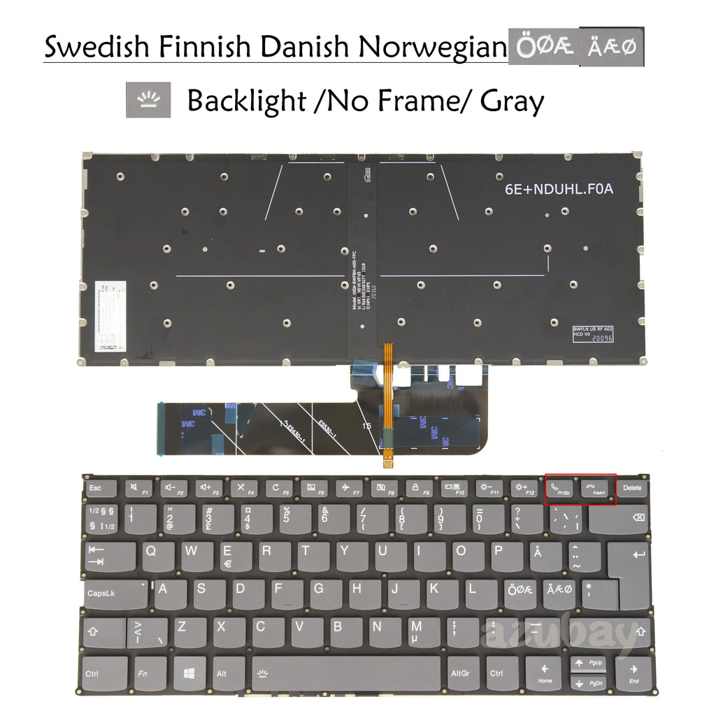 Backlit Replacement Keyboard Lenovo IdeaPad 530S C340 Yoga