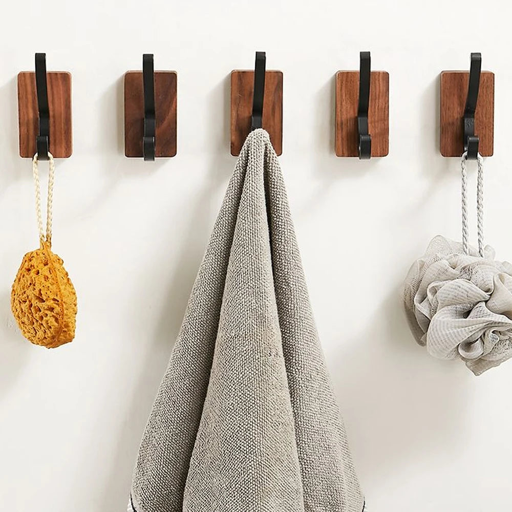 Solid Wood Wall Hook Rack – Coat Hat Towel Hanger