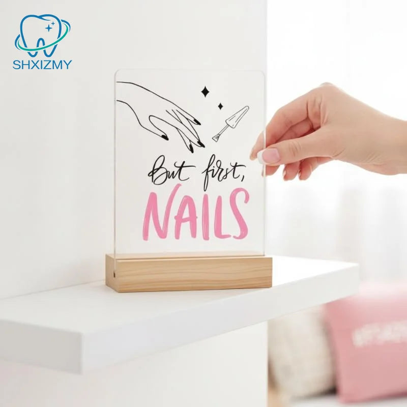 "But First, Nails" Acrylic Desk Sign – Nail Salon Decor