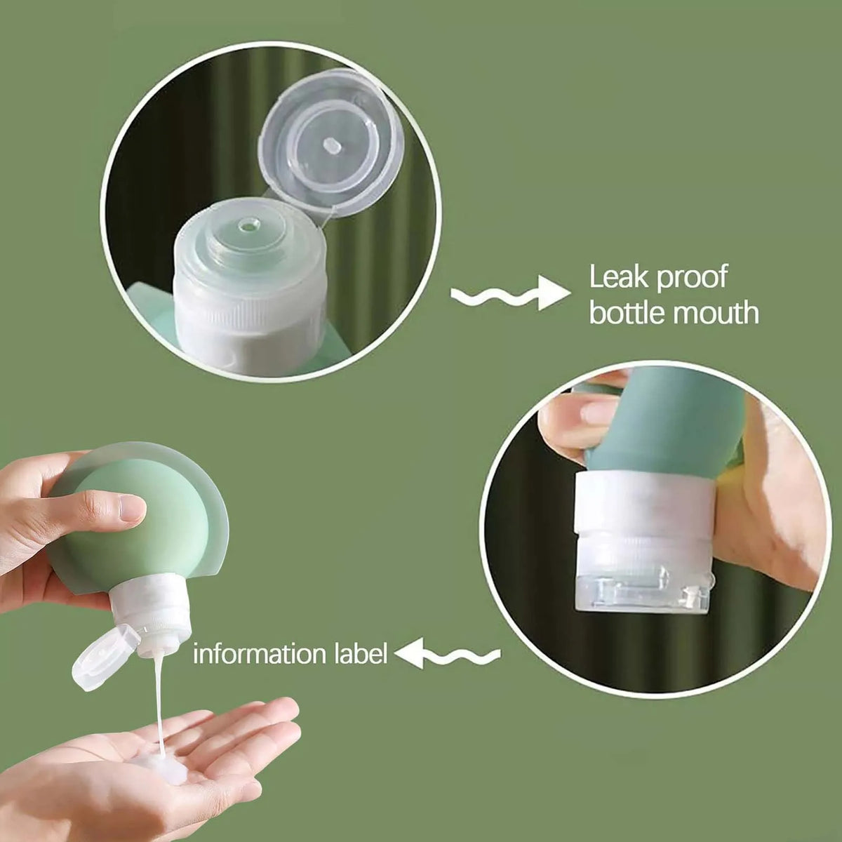 Silicone Travel Dispenser Bottles – Leak-Proof Wide Mouth 3-Pack