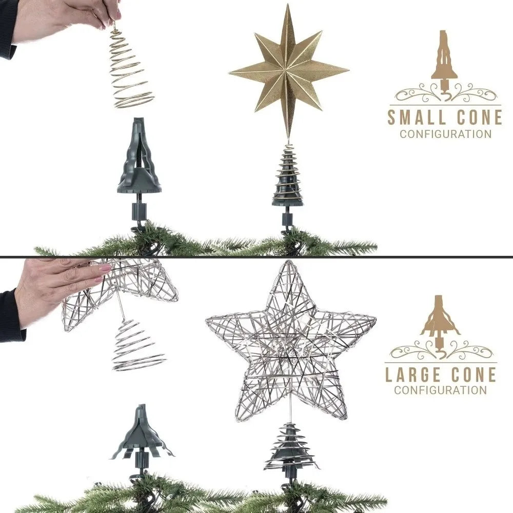 Twist-On Christmas Tree Topper Holder & Adjustable Stabilizer