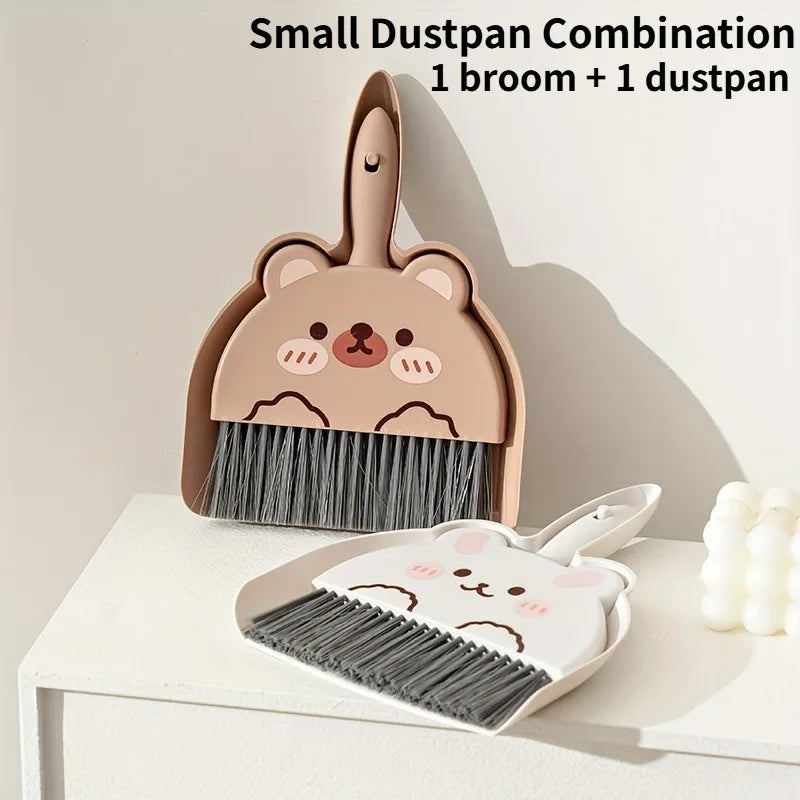 Mini Desk Broom & Dustpan Set – Cute Animal Pattern Design