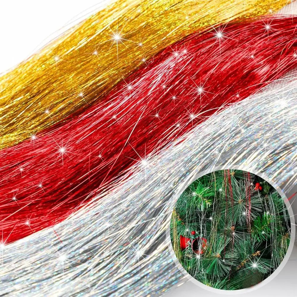Christmas Tinsel Icicle Strands – Gold & Silver Foil Decor