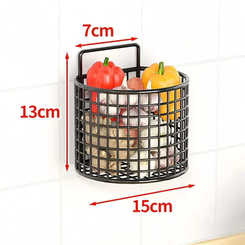 Wall Mounted Metal Storage Basket Rack – Kitchen & Bathroom
