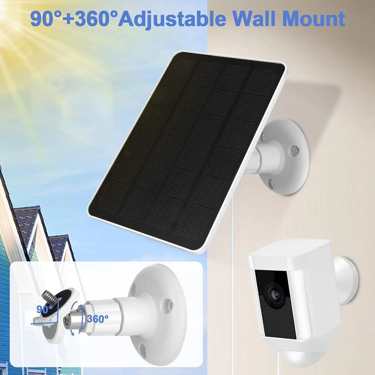 5W Waterproof Solar Panel 5-Pack for Outdoor Security Cameras
