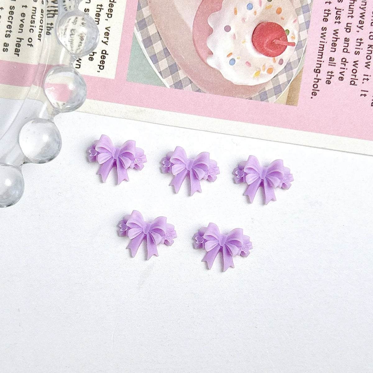 20pcs 3D Bowtie Nail Charms Pearl Bow Rhinestone Nail Art