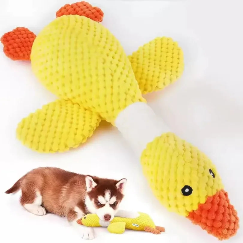 Squeaky Plush Goose Chew Toy for Dogs & Cats – Durable Fleece