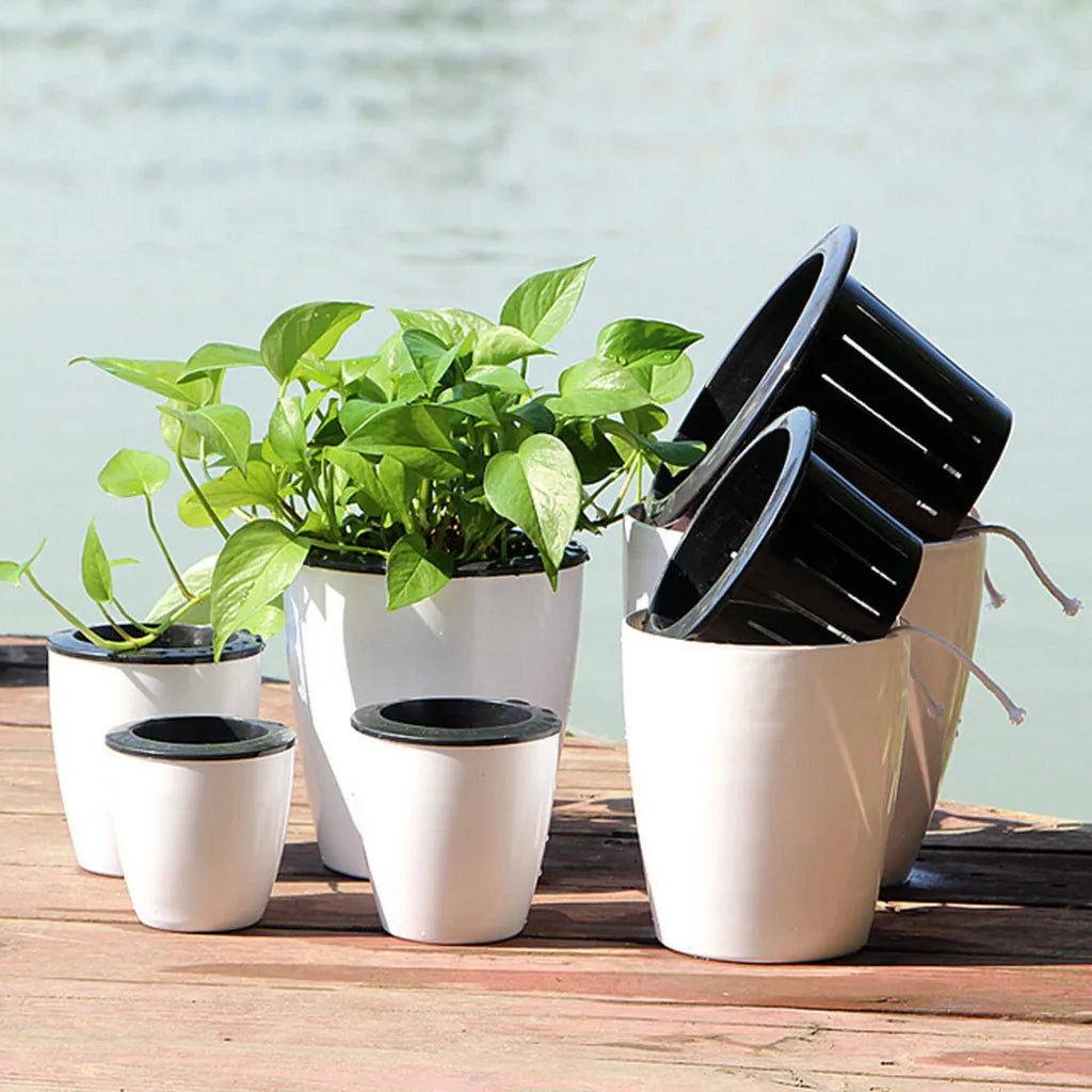 Self-Watering Planter Pot with Wick System – 5 Sizes