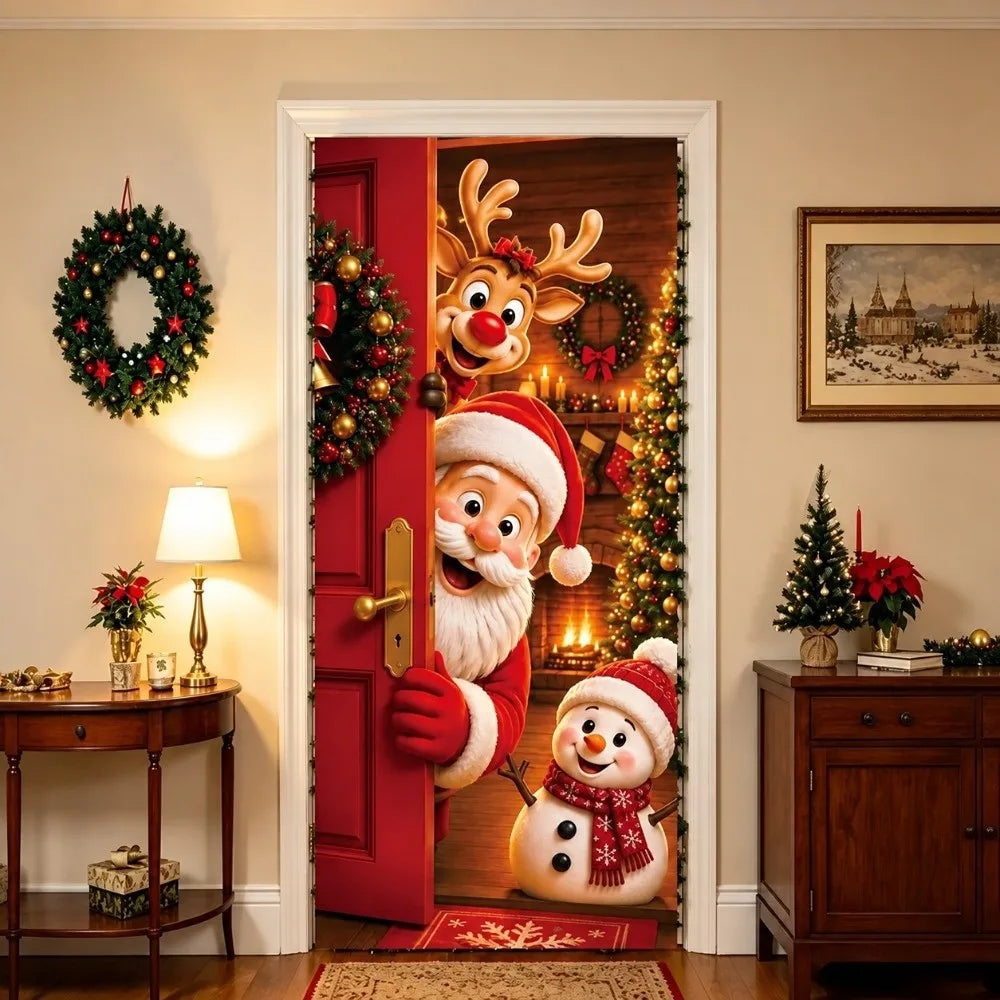 Christmas Door Cover Banner 90x200cm Holiday Décor