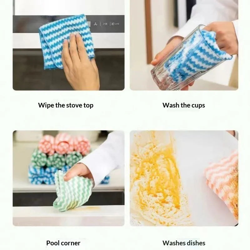 Thickened Microfiber Dish Cloths – Absorbent Reusable Cleaning Rags