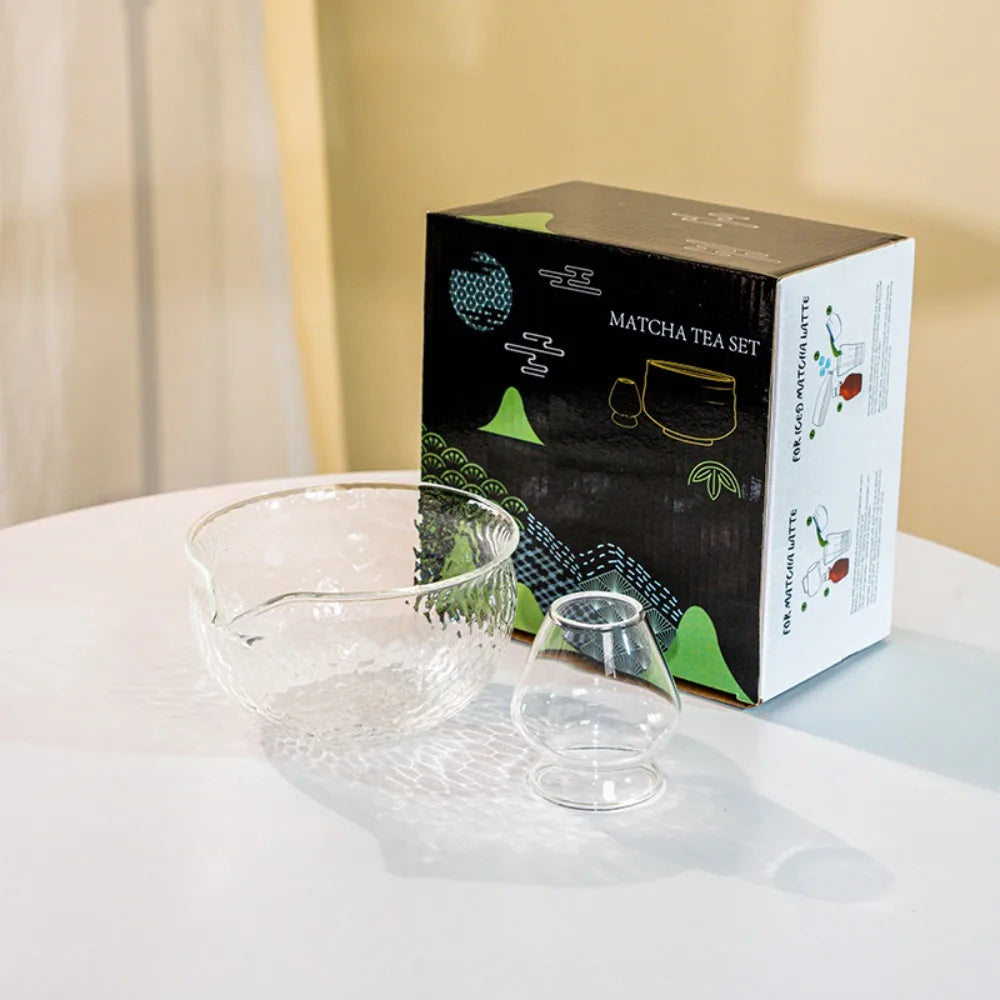Glass Matcha Bowl with Pouring Spout – Japanese Tea Set