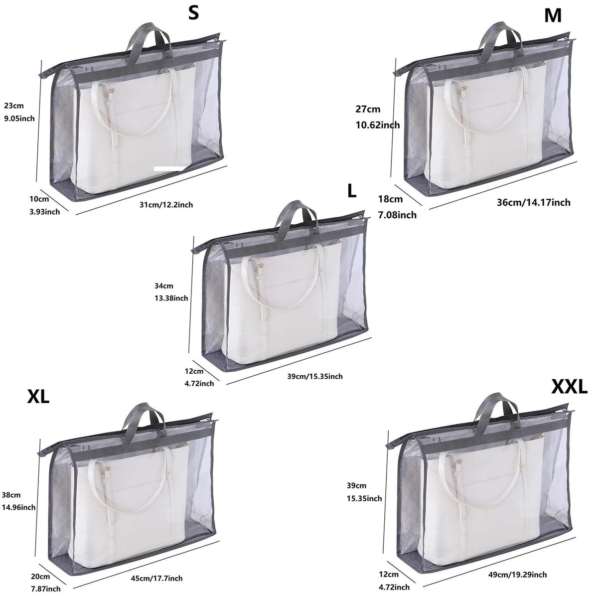 Transparent Handbag Dust Bags 5-Pack – Closet Storage Organizer