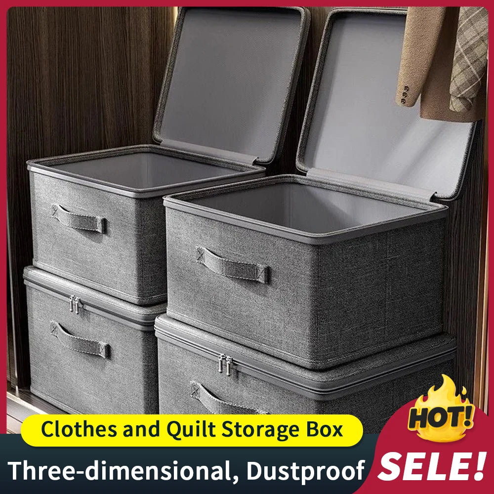 Foldable Clothes Storage Box with Lid & Zipper – Large Capacity