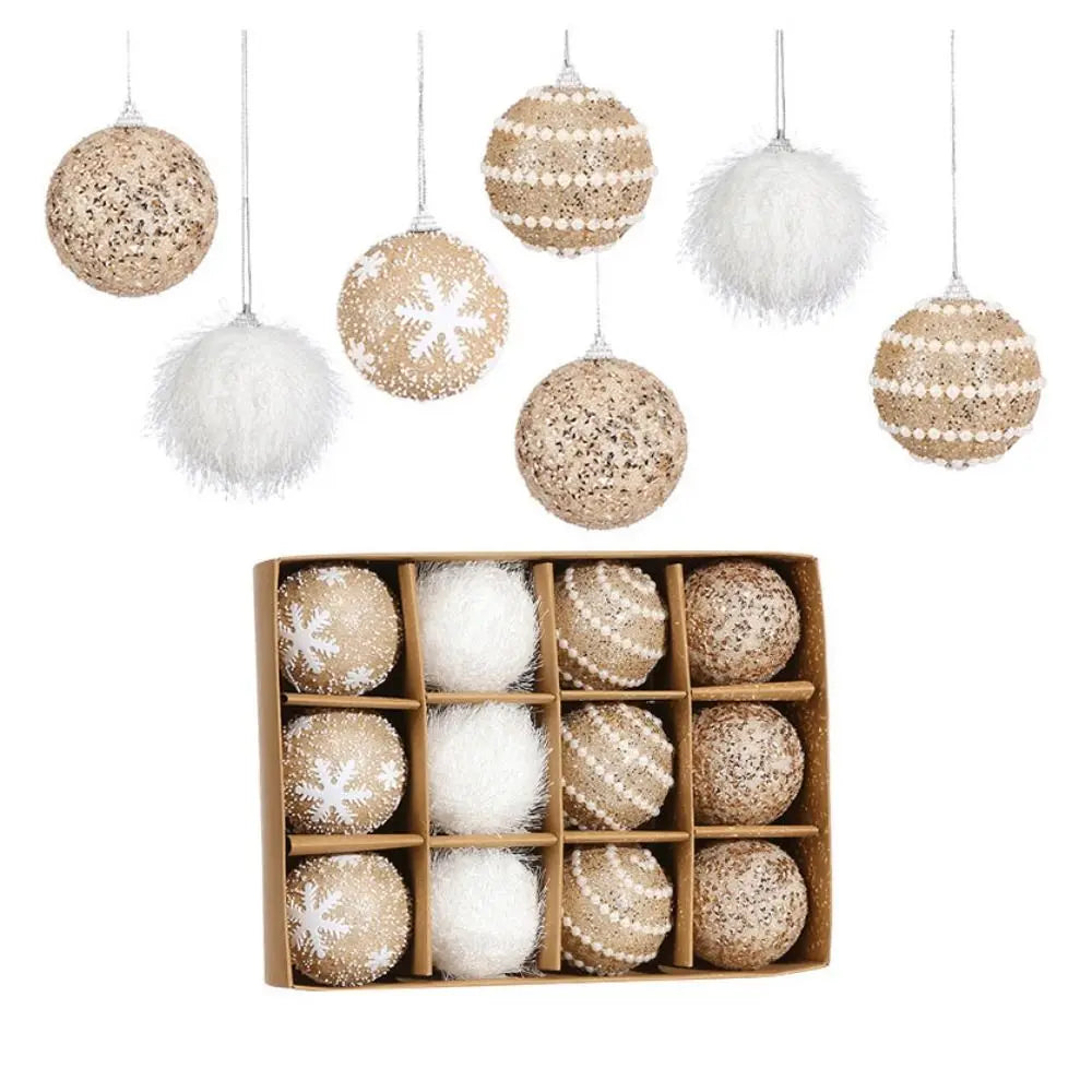 12-Pack 7cm Glitter Snowflake Christmas Tree Hanging Balls