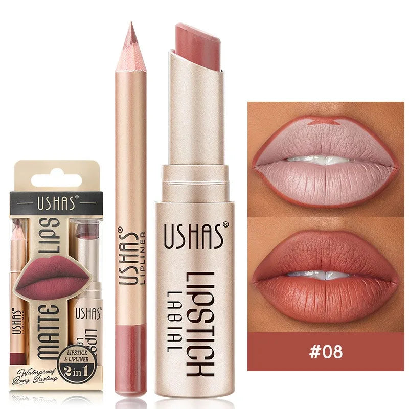 OREADEX Matte Lip Liner & Lipstick Set – High Pigment, Waterproof