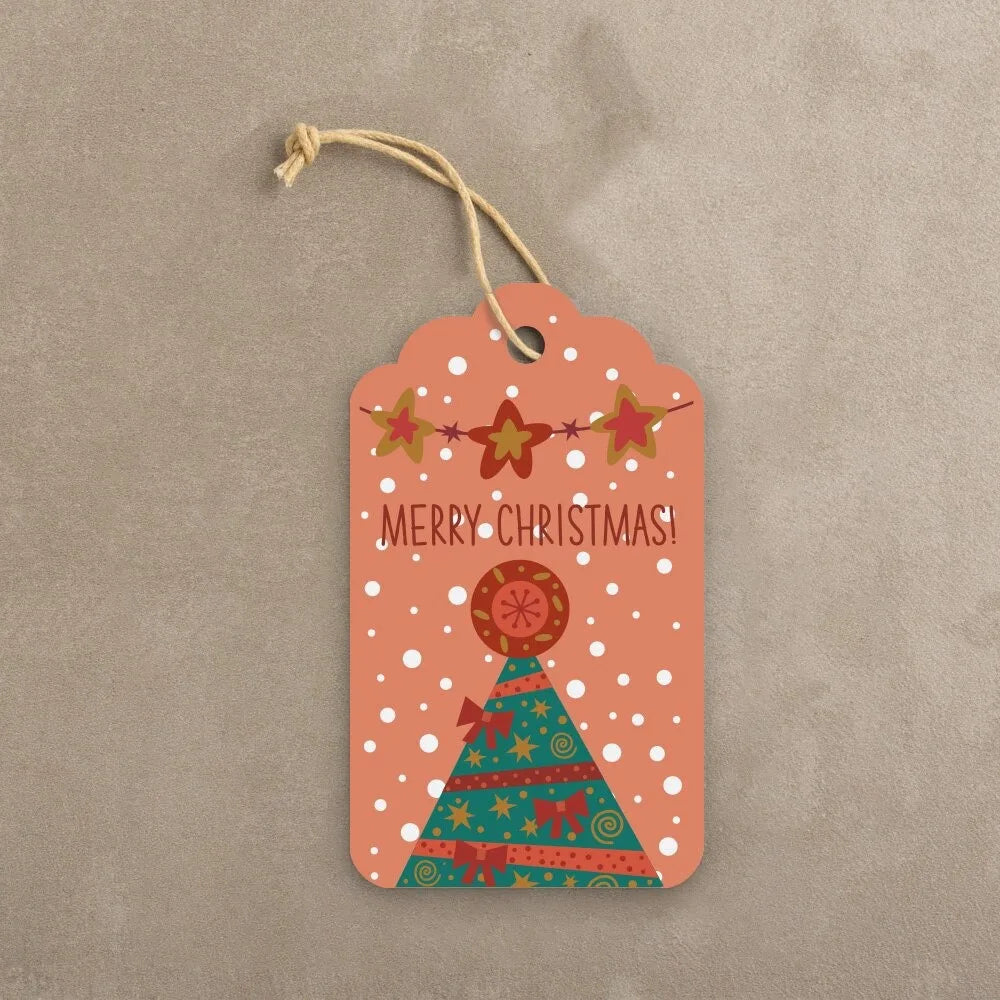 50Pcs Christmas Gift Tags with Twine – Cartoon Holiday Labels