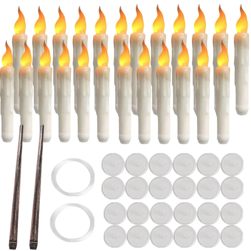 Floating Flameless LED Taper Candles with Magic Wand Remote