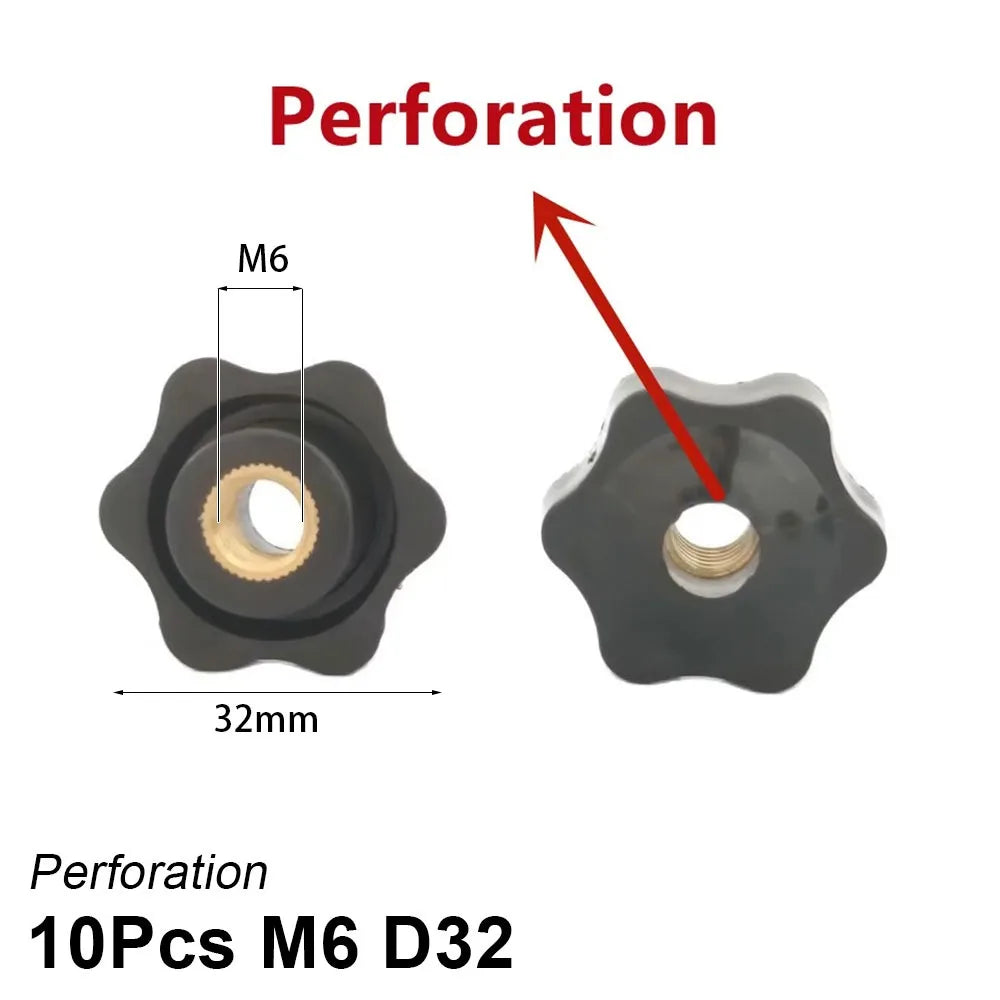 10Pcs Black Thumb Knob Nuts M4–M12 Hand Tighten Clamping Knob