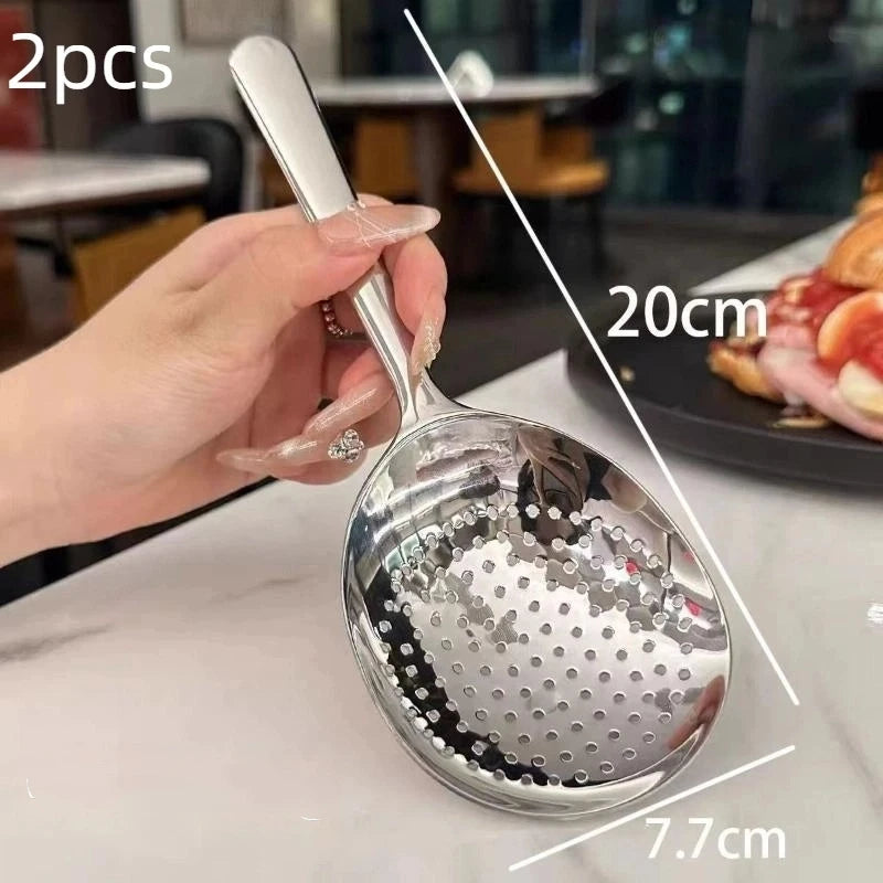 Stainless Steel Slotted Ladle & Soup Spoon Set – 1 or 2 Pack