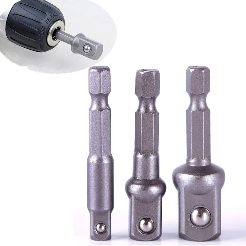 Chrome Vanadium Socket Adapter 1/4" 3/8" 1/2" Hex Shank Set