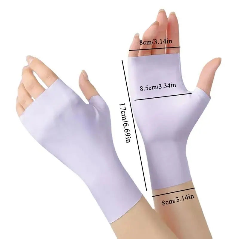 UV Protection Fingerless Gloves – Ice Silk Nail Art Sun Care