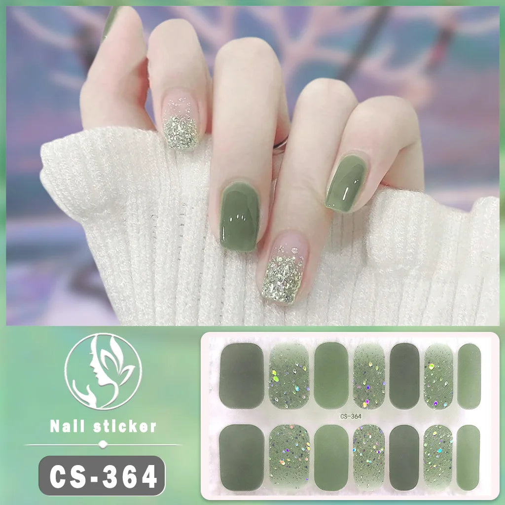Solid Color Self-Adhesive Gel Nail Art Stickers & Decals