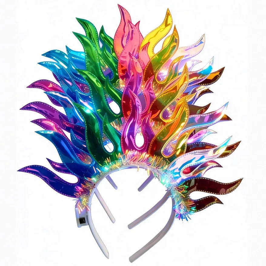 LED Floral Crown Headpiece – Rainbow Laser Light Effects