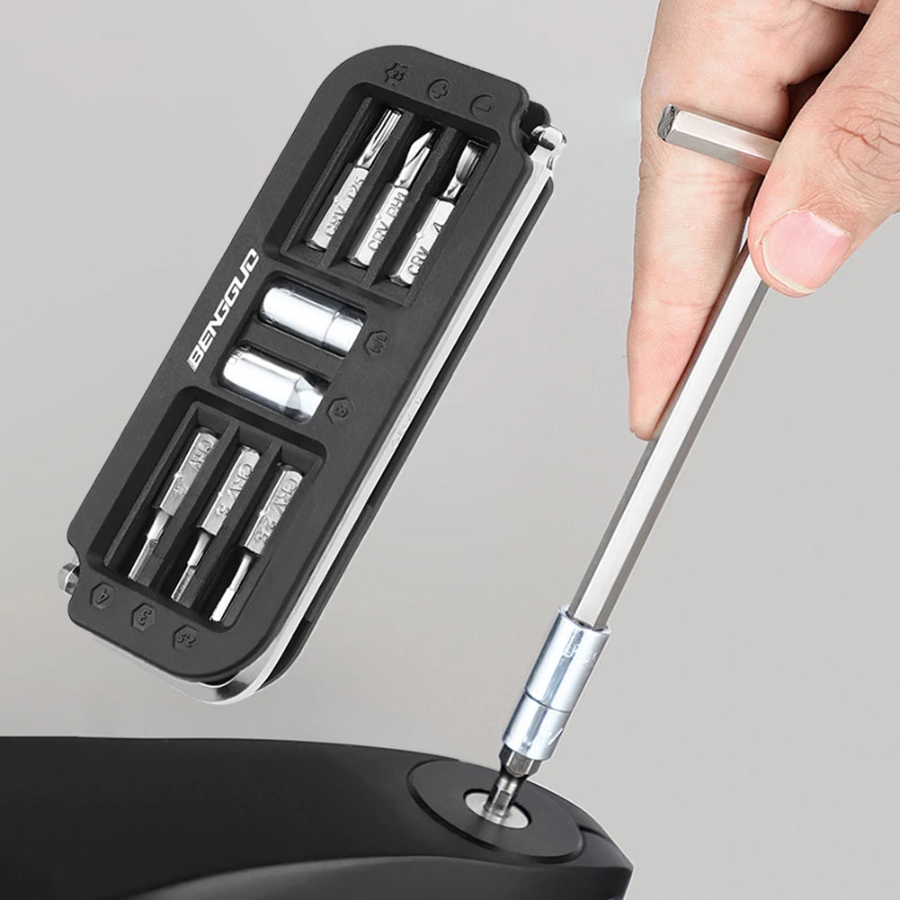10-in-1 Bicycle Multi-Tool Hex Wrench & Bit Socket Kit