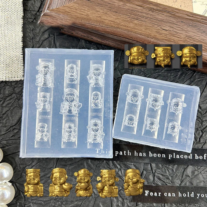 3D Silicone Nail Art Mold – Lotus Lantern Goldfish Carving Stencil