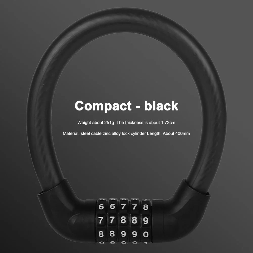 5-Digit Combination Bike Lock – Zinc Alloy Steel Cable