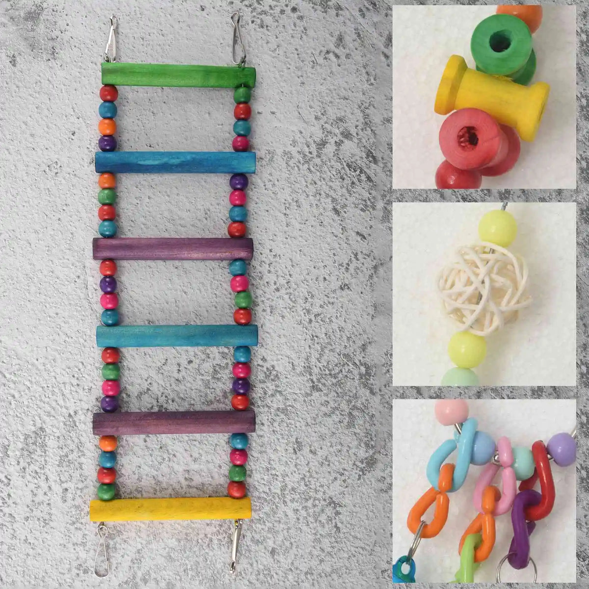 6-Pack Bird Swing Hammock & Climbing Ladder Set for Parrots