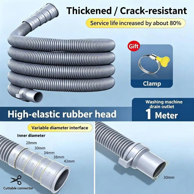 Stretchable Washing Machine Drain Hose Universal 1m–2m