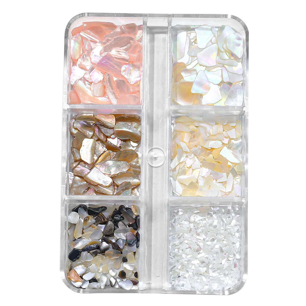 6-Grid Abalone Shell Nail Art Iridescent Pearl Flakes Manicure Set