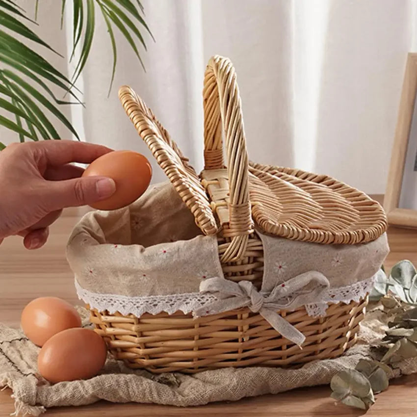 Handmade Wicker Picnic Basket with Handle – Willow Hamper