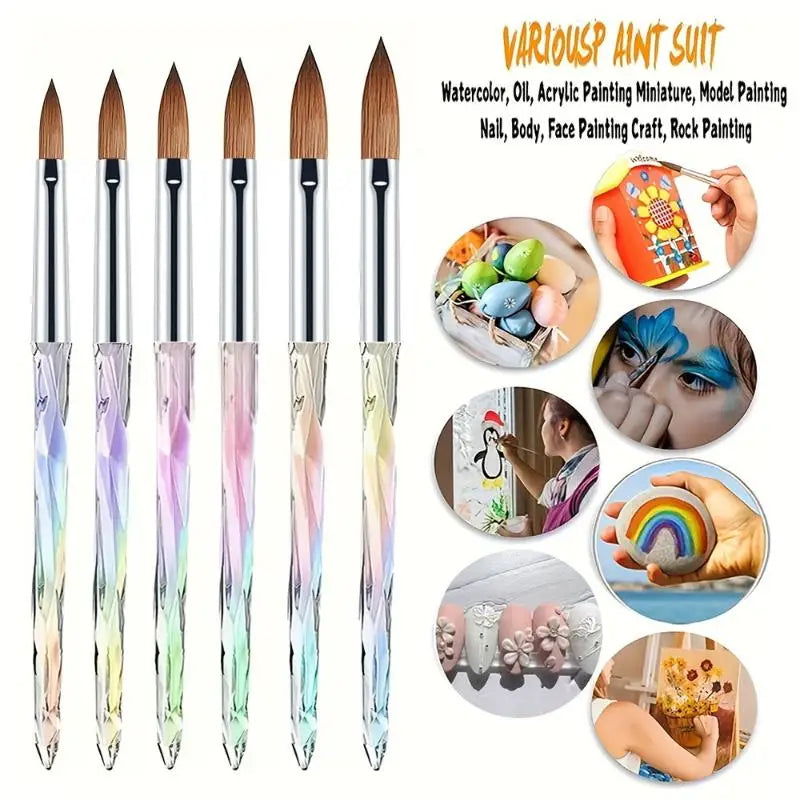 6-Piece Acrylic Nail Brush Set – 3D Carving & Extensions