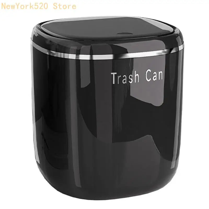 Mini Flip-Lid Trash Can – Compact Cream Desk Waste Bin