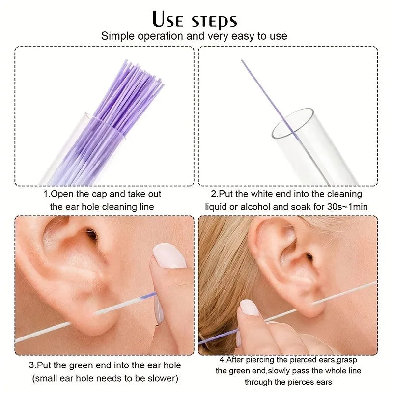 70-Piece Ear Piercing Cleaning Floss – Unscented Dirt Cleaner