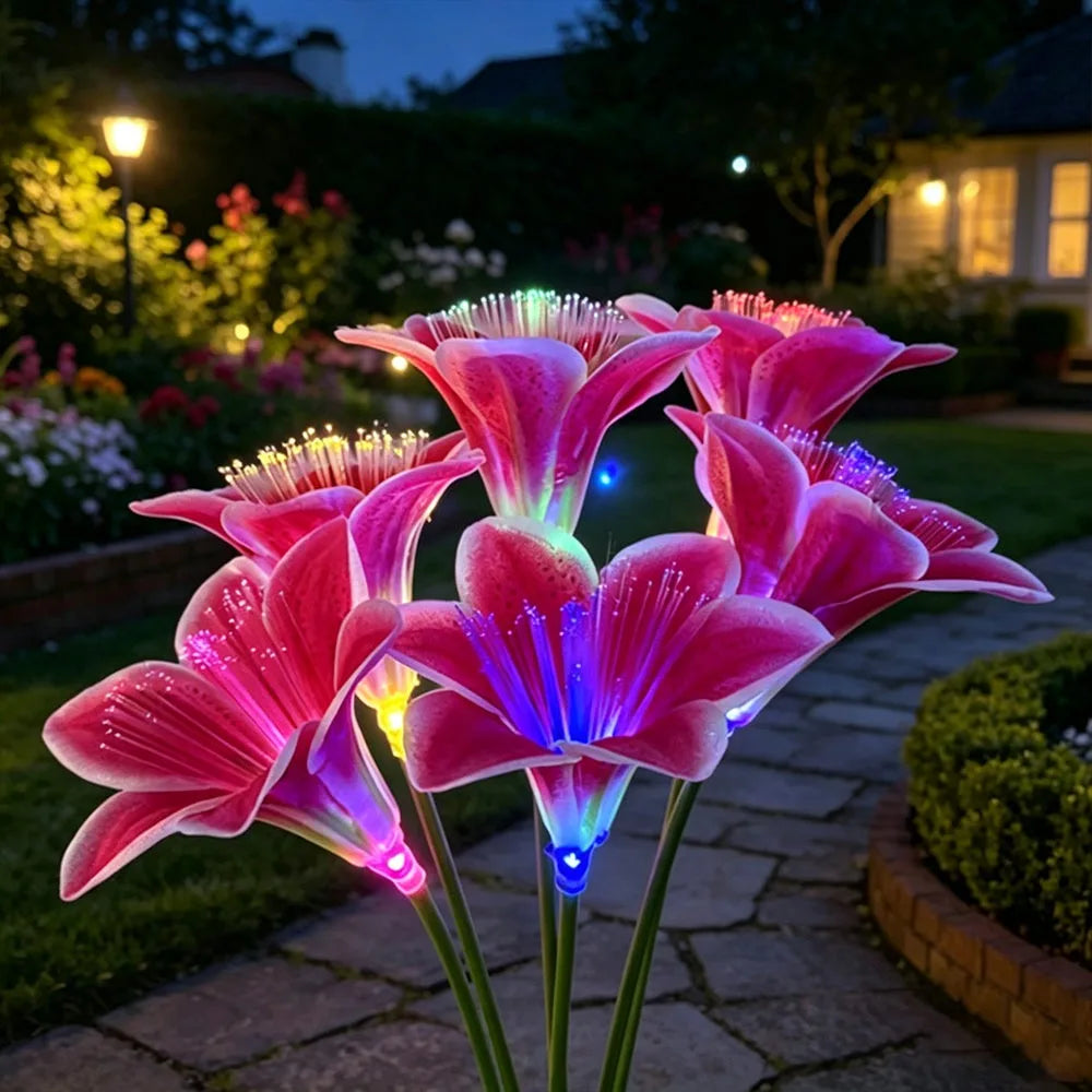 Solar LED Lily Flower Garden Stake Light – IP66 Waterproof