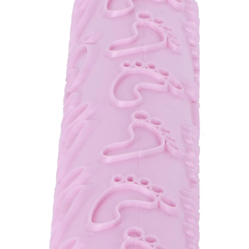 Fondant Embossing Rolling Pin – Food-Grade PP Rose & Feet Pattern