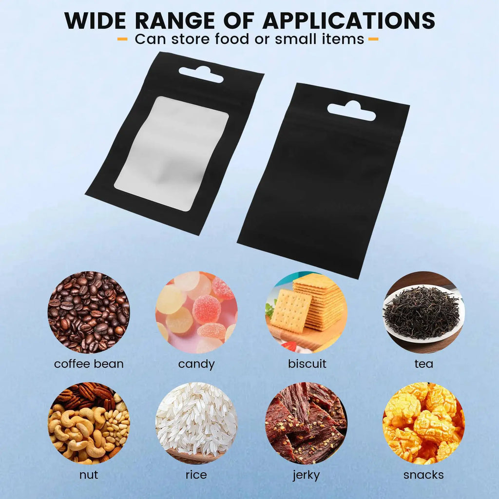 200-Pc Resealable Food Storage Bags with Clear Window | 6×10cm