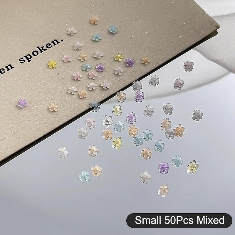 50Pcs 3D Flower Nail Art Charms Macaron Resin DIY Manicure