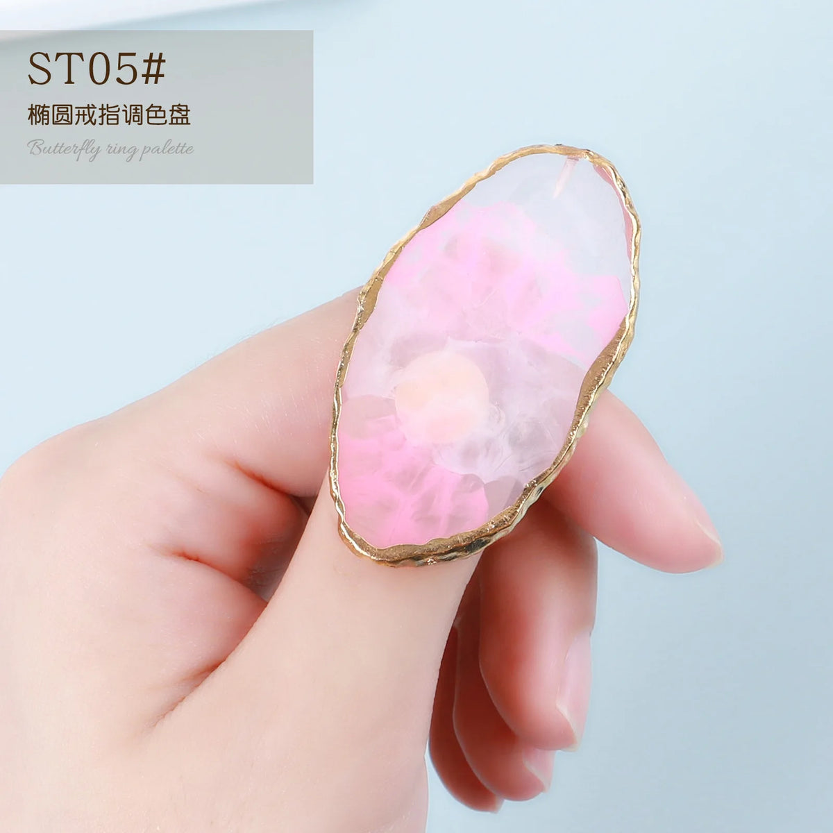 Nail Ring Palette Crystal Resin Marble Finger-Worn Gel Mixing Plate