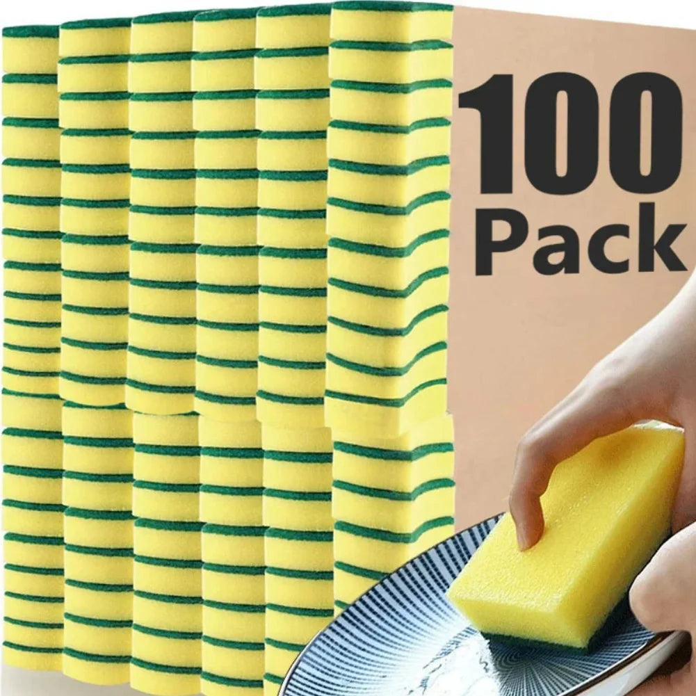 10-Pack Kitchen Sponge Scouring Pads – Dual-Side Scrub
